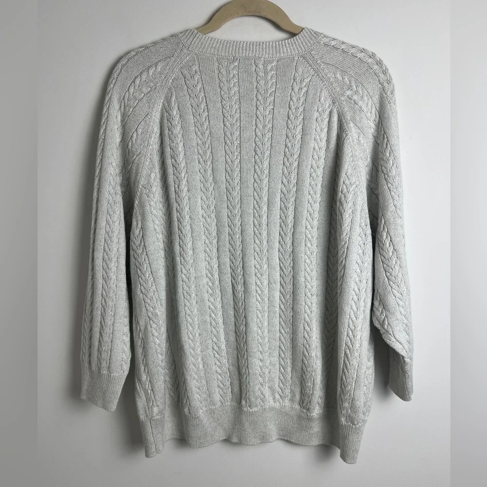 Athleta Women's 3X Crossroads Crewneck Light Silver Metallic Long Sleeve Sweater
